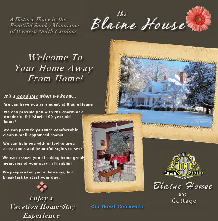 Blaine House Suites and Cottage, Lodging in Franklin, NC, Blaine House, Franklin, NC, North